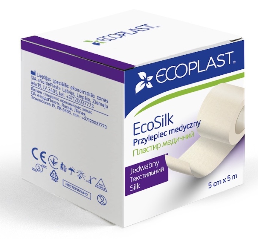 Пластир медичний текстильний 5 см x 500 cм "ЕкоСілк"